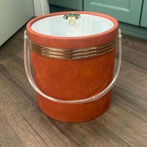 Retro vintage rust colored ice bucket with lid